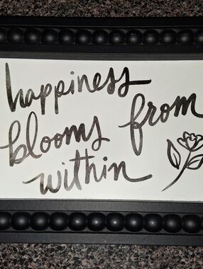 Black Beaded Framed Wall Art with Script Quote